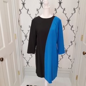 Color block dress black and blue Ann Taylor 12